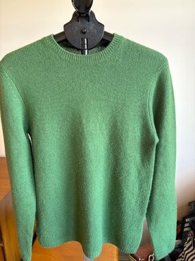 Vince 100% Cashmere Crewneck Sweater Green Long Sleeve Quiet Luxury, Small